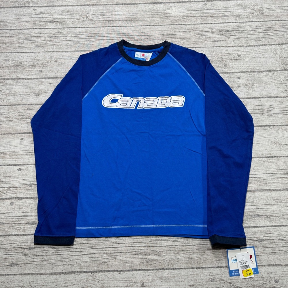 NEW Hudson's Bay Company Shirt Mens Small Blue Team Canada Olympic Raglan Sleeve